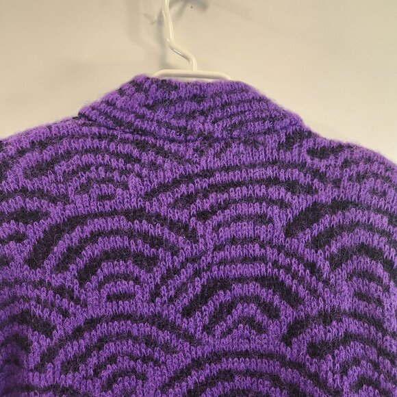 Vintage Via Frascatti Snap Cardigan Purple Fan Shell Pattern Size 36 - Picture 8 of 11